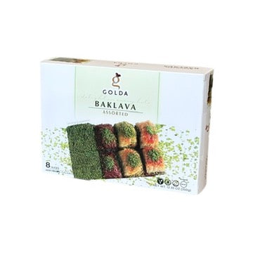 GOLDA ASSORTED BAKLAVA WITH DOUBLE PISTACHIOS 8 SLICES 350G