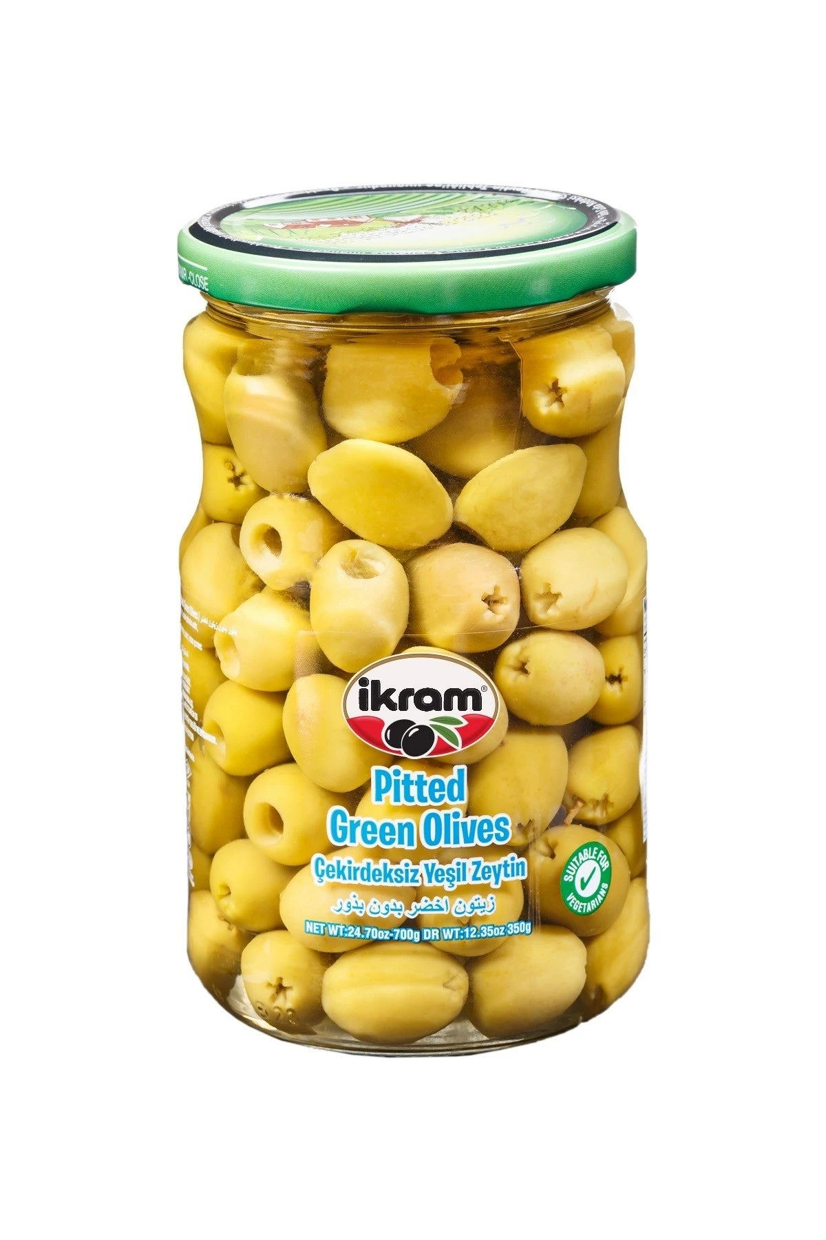 IKRAM PITTED GREEN OLIVES 350G