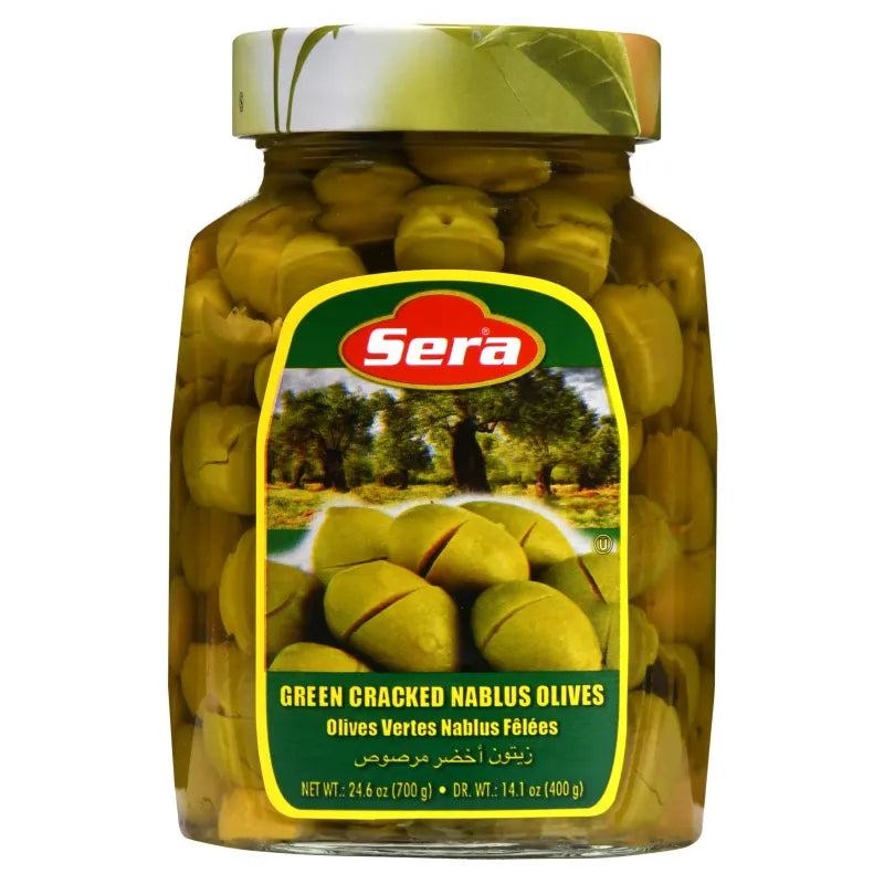 SERA CRACKED GREEN OLIVES 700ML