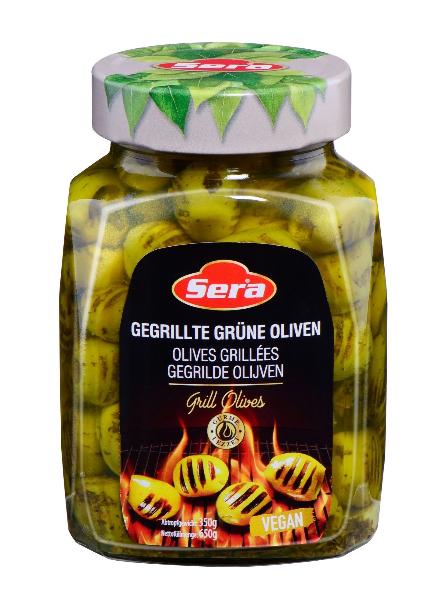 SERA MARINATED AND GRILLED PITTED GREEN OLIVES 700G