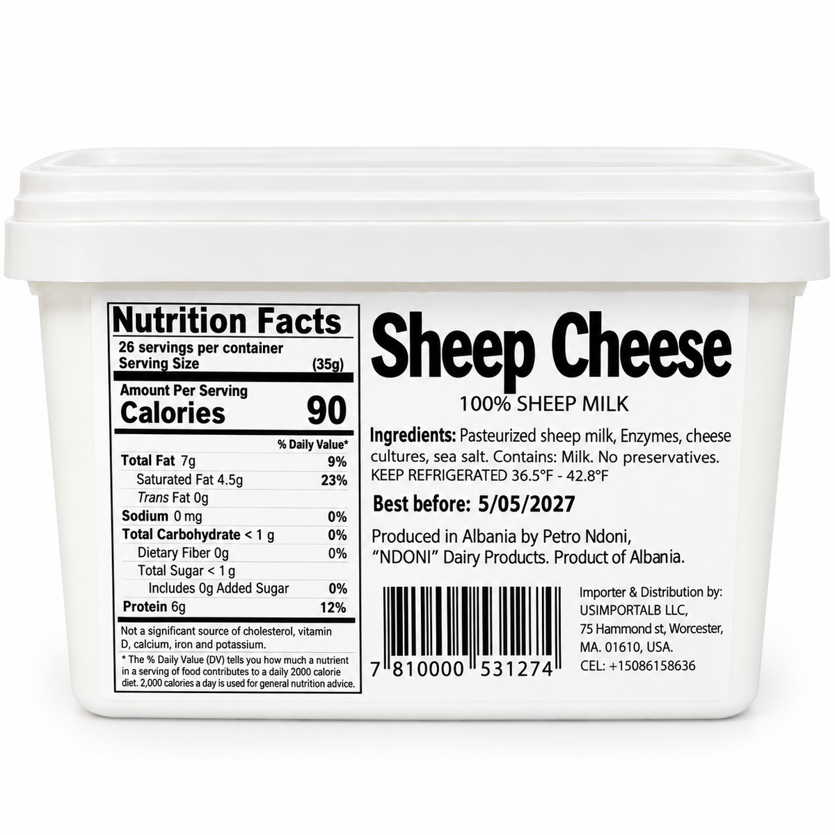 KELCYRE SHEEP FETA CHEESE 1KG