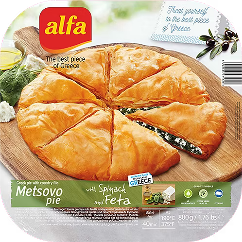 ALFA GREEK KICHI FILO PIE WITH SPINACH & FETA 800G