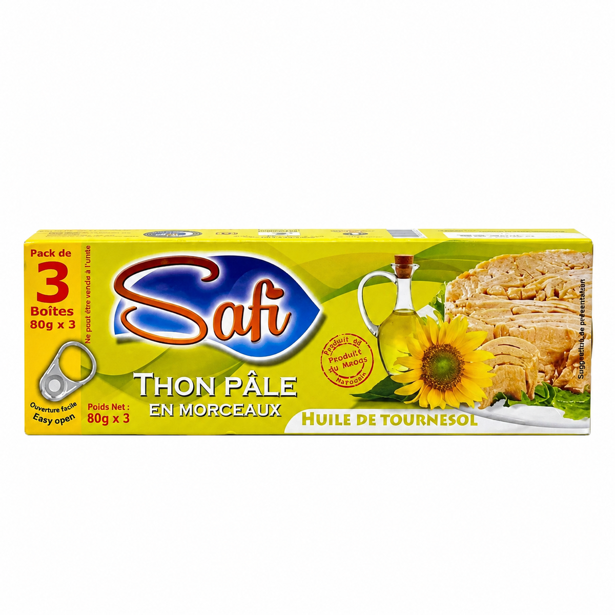 SAFI MOROCCAN CHUNK LIGHT TUNA IN VEGETABLE OIL – 3 CANS × 80G