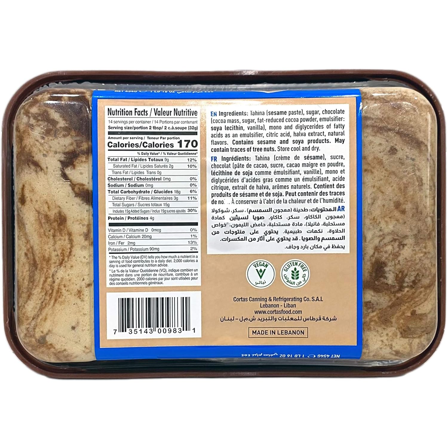 CORTAS HALVA CHOCOLATE 454G