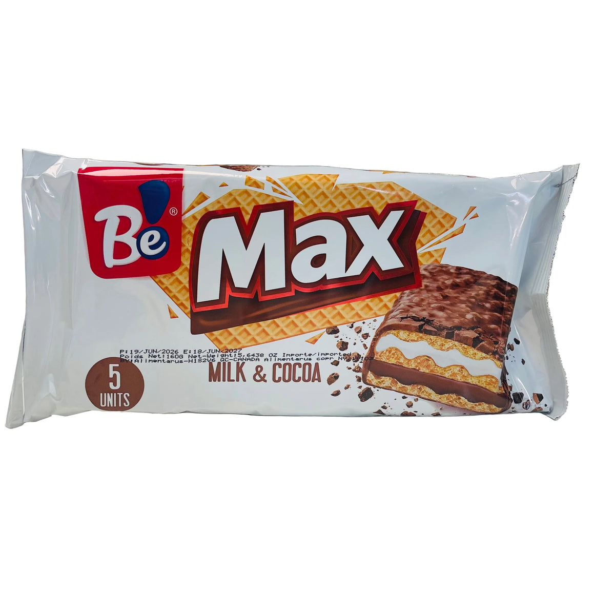 BE MAX MILK & COCOA WAFERS – 5 PACK 160G