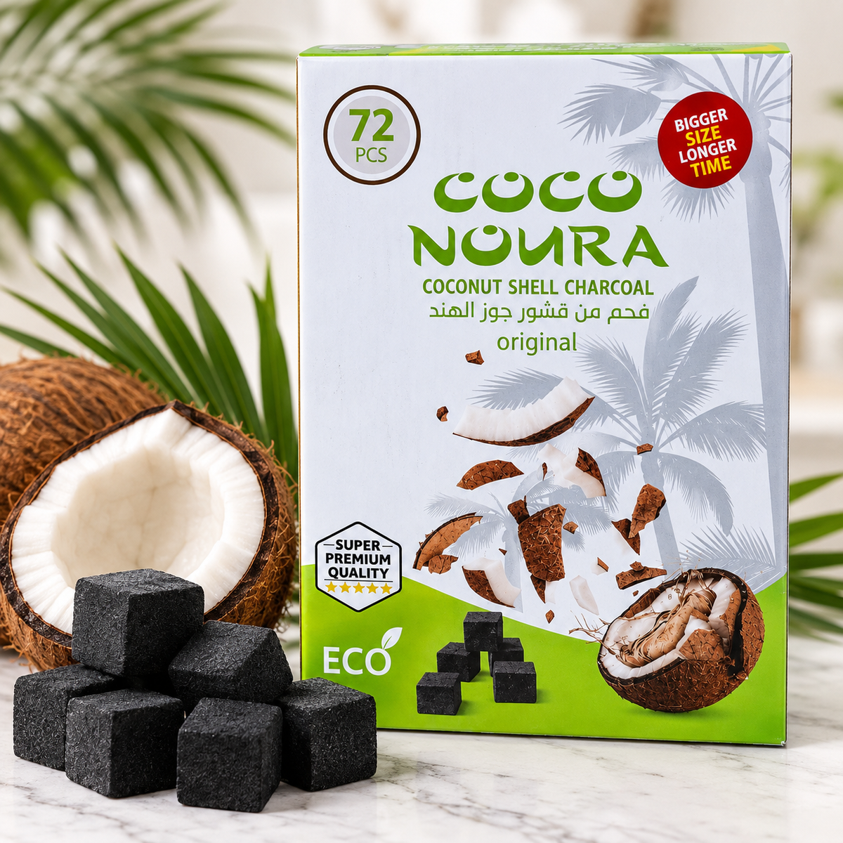 COCO NOURA COCONUT SHELL CHARCOAL – 72 PCS