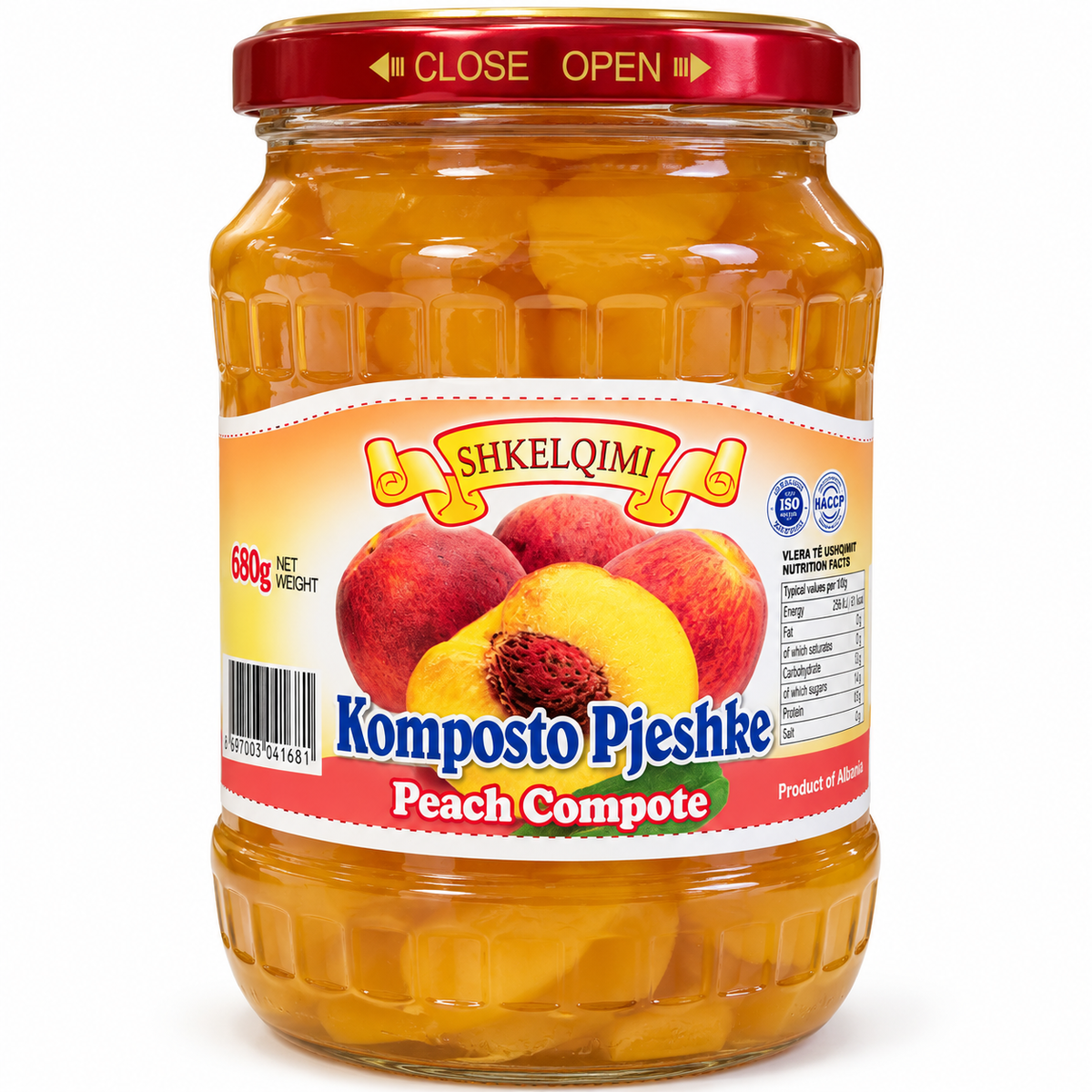 SHKELQIMI PEACH COMPOTE – 680G