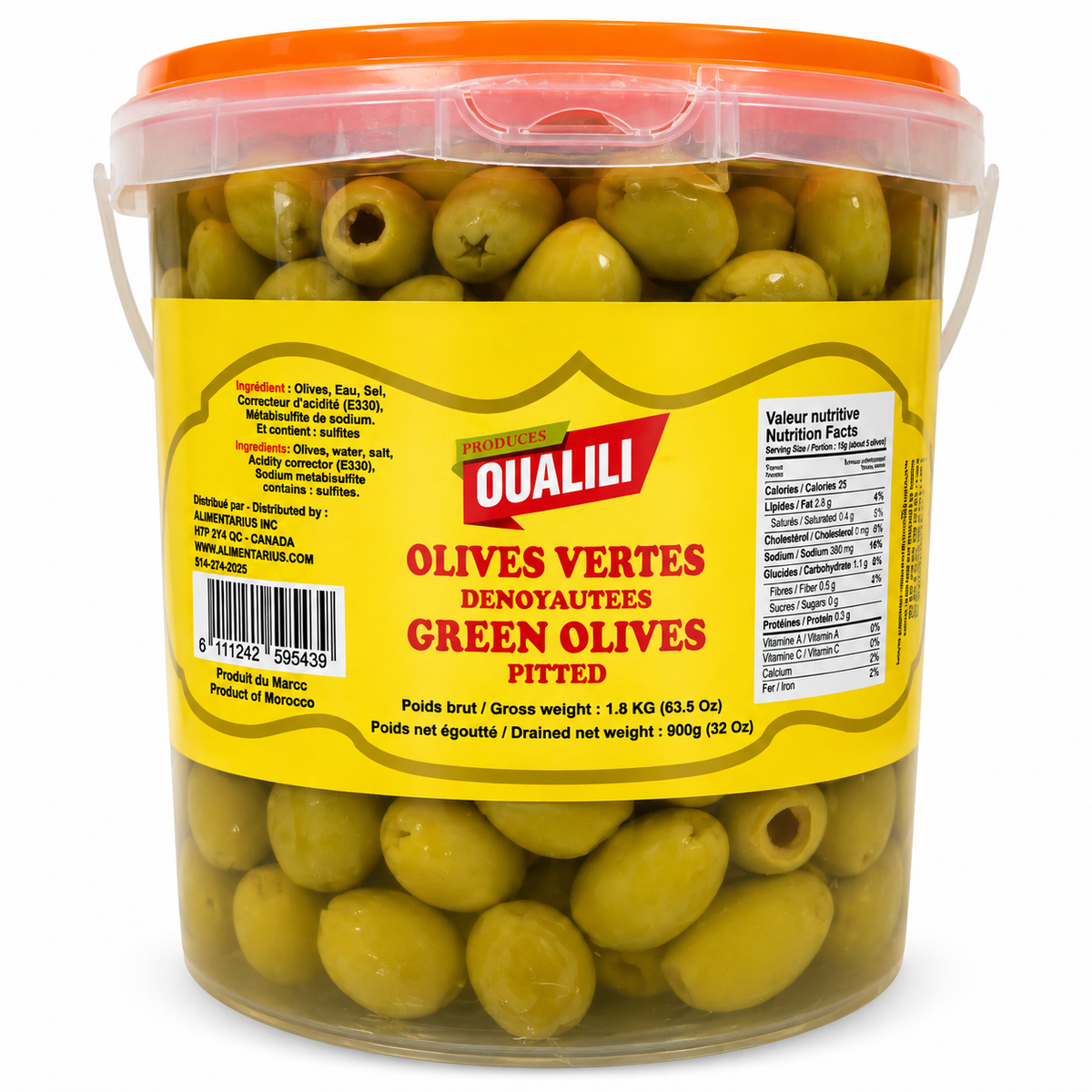 QUALILI MOROCCAN PITTED GREEN OLIVES – 1.8KG