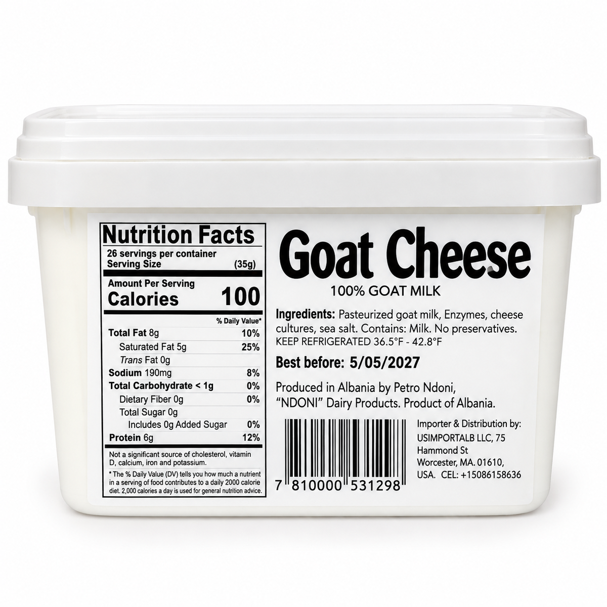 KELCYRE GOAT FETA CHEESE 2KG