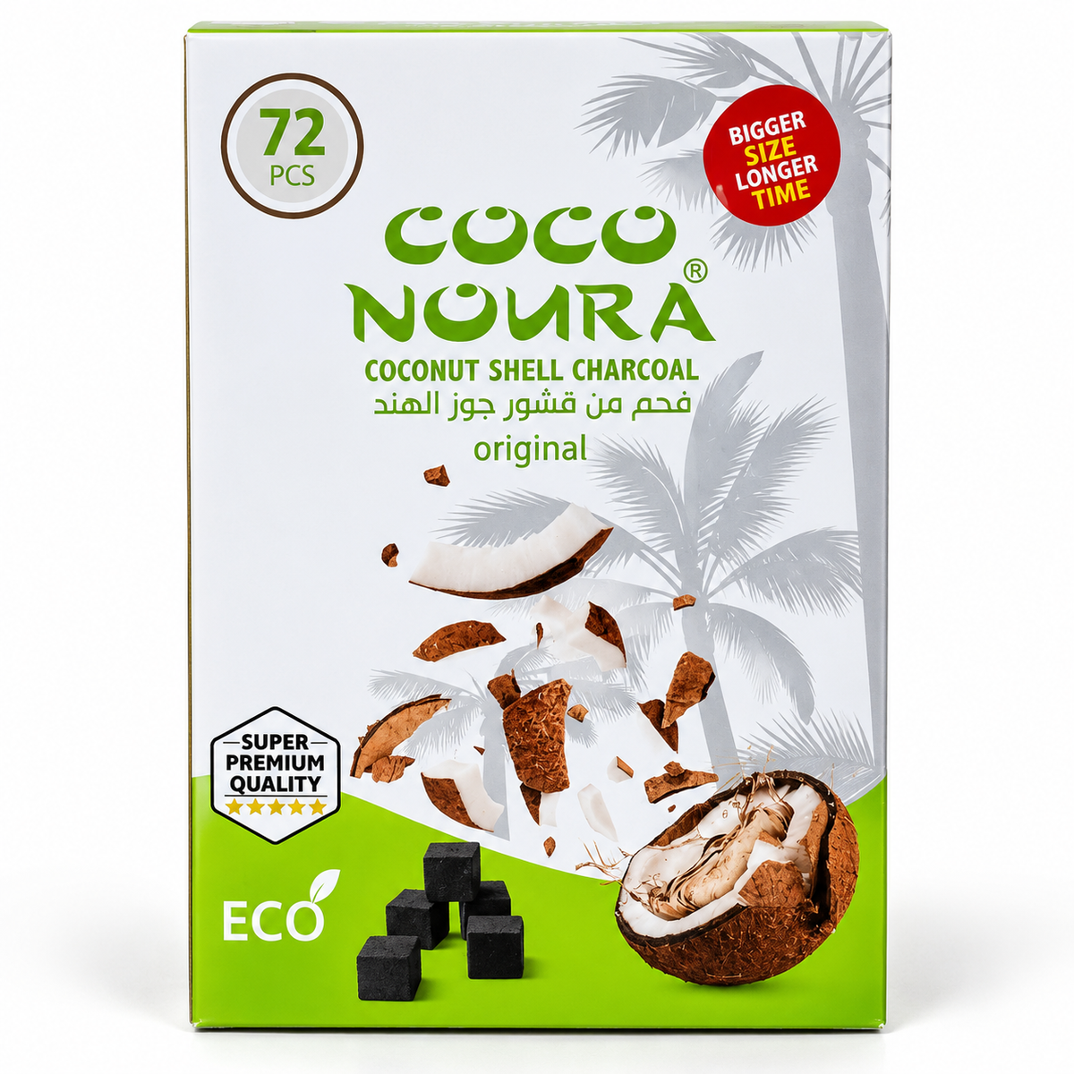 COCO NOURA COCONUT SHELL CHARCOAL – 72 PCS