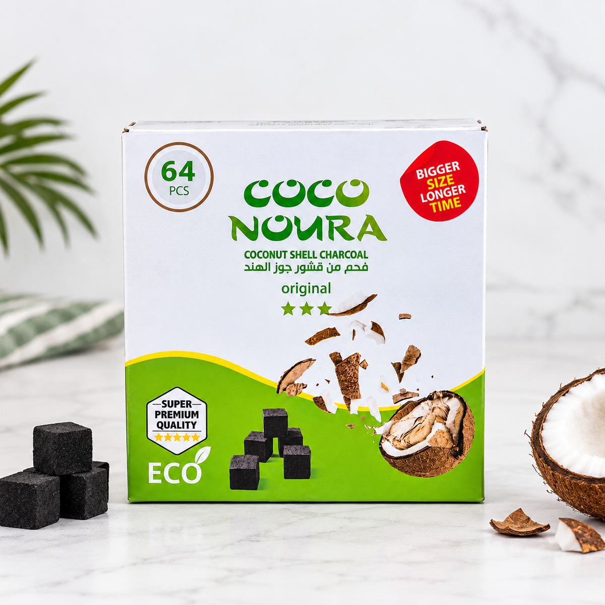 COCO NOURA COCONUT SHELL CHARCOAL – 64 PCS