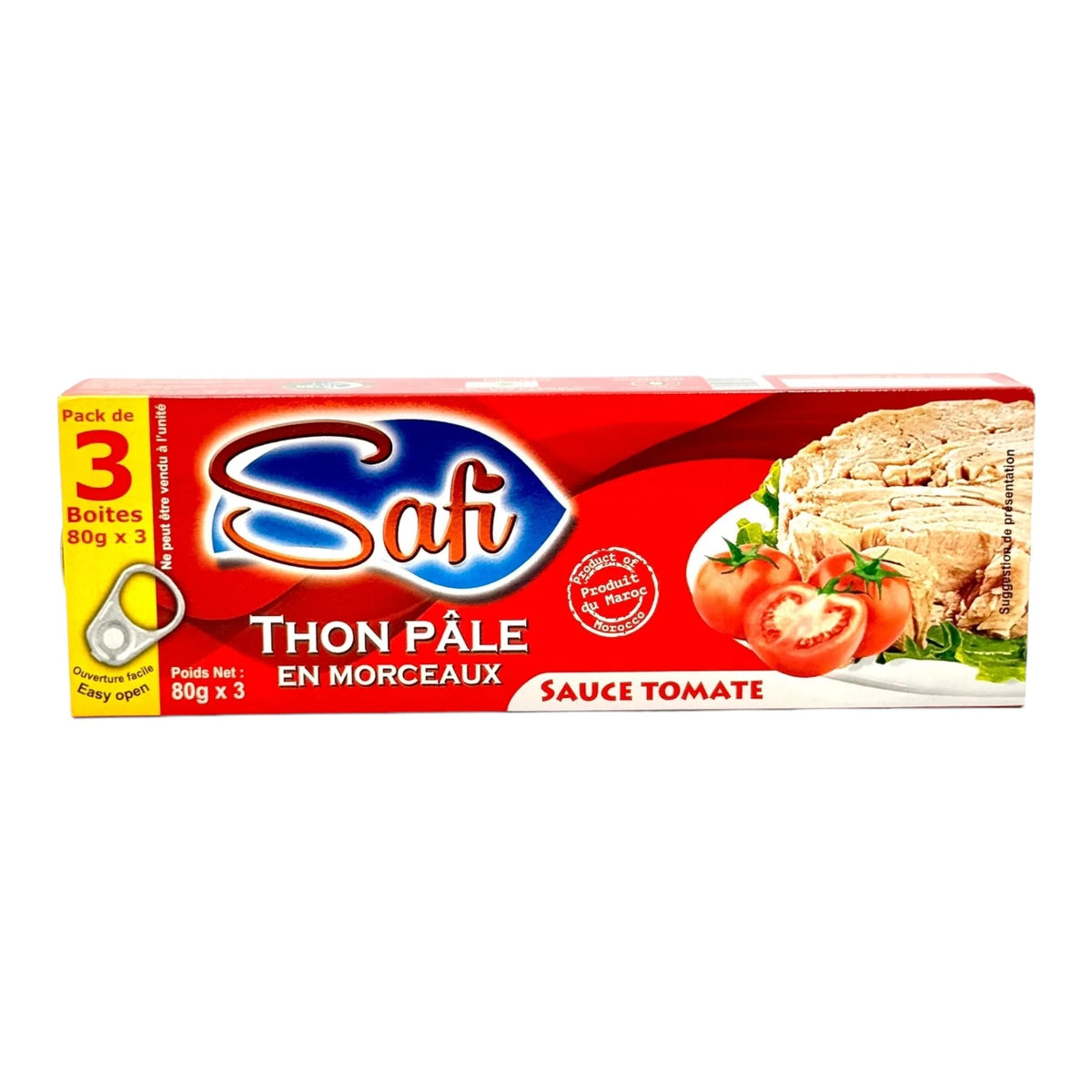 SAFI MOROCCAN CHUNK LIGHT TUNA IN TOMATO SAUCE – 3 CANS × 80G