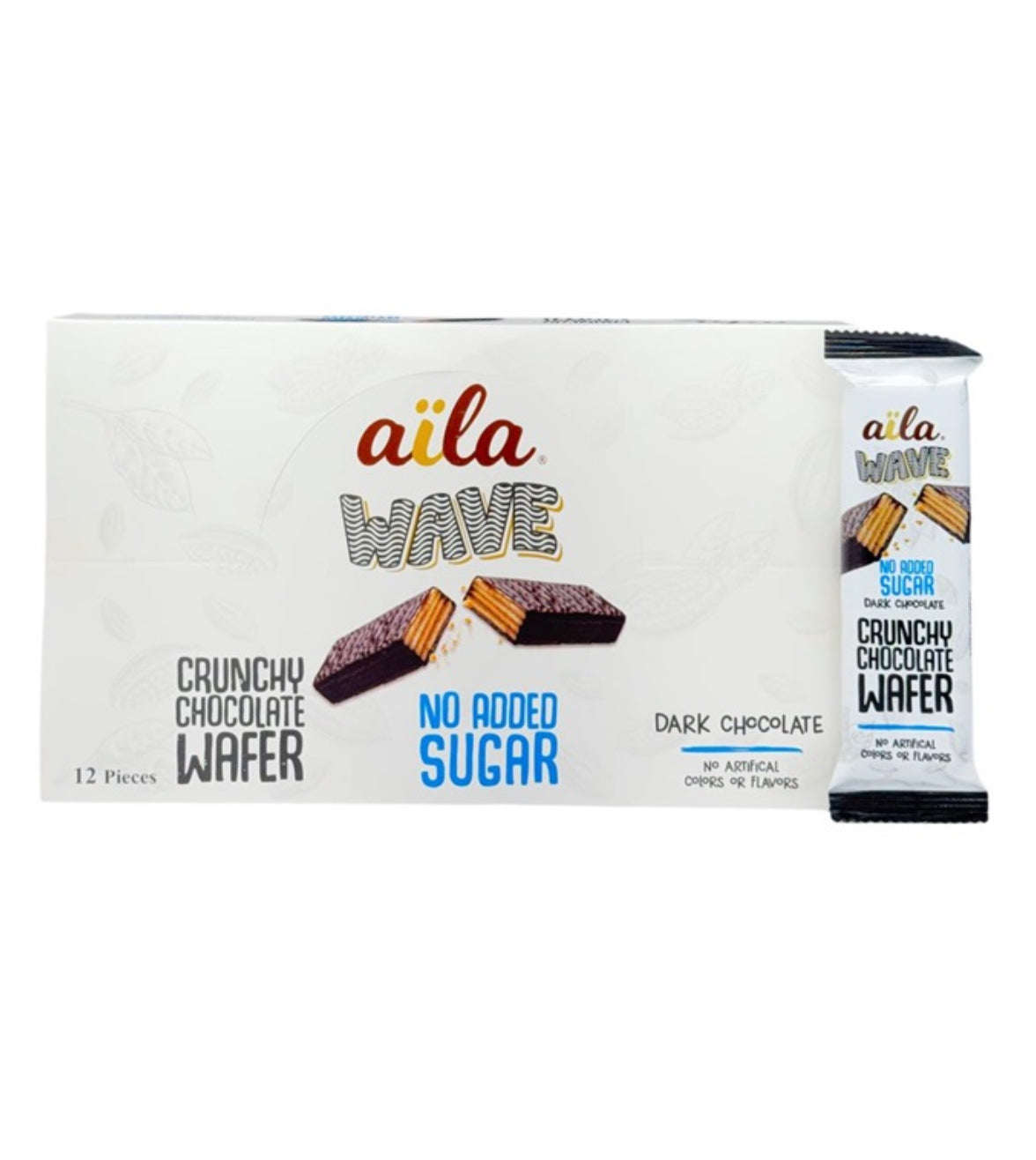 AILA CRUNCHY DARK CHOCOLATE WAFER – NO SUGAR 38G – 12 PCS