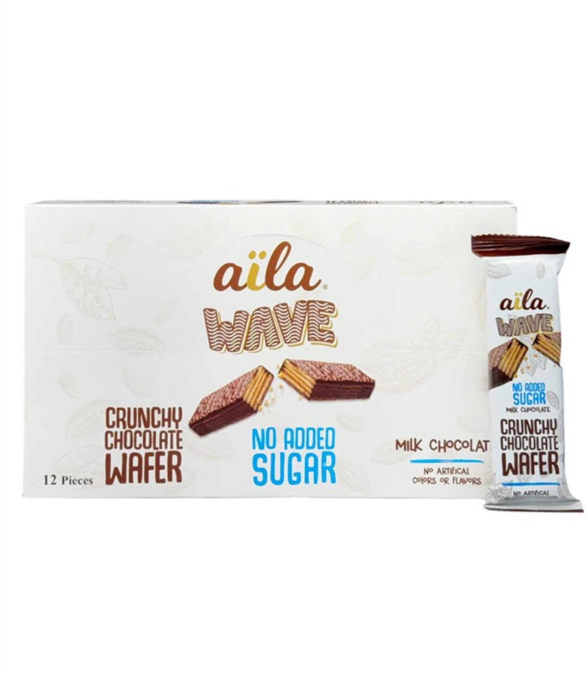 AILA CRUNCHY MLIK CHOCOLATE WAFER – NO SUGAR 38G – 12 PCS