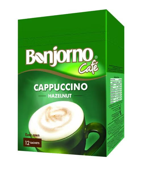 BONJORNO HAZELNUT CAPPUCCINO – 12 SACHETS (14G EACH)