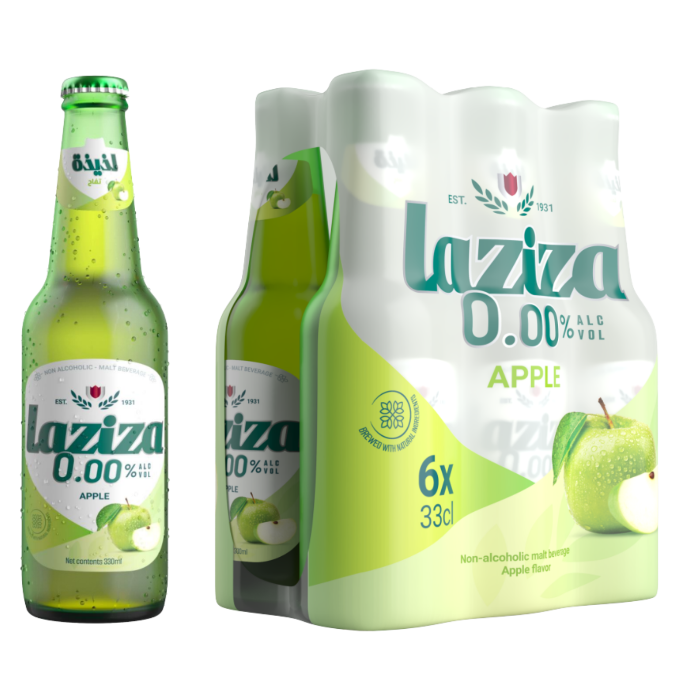 LAZIZA APPLE– NON-ALCOHOLIC MALT DRINK – 6 PACK
