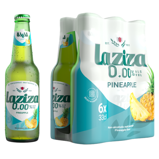 LAZIZA PINEAPPLE – NON-ALCOHOLIC MALT DRINK – 6 PACK