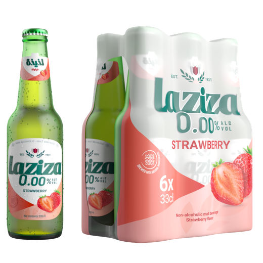 LAZIZA STRAWBERRY – NON-ALCOHOLIC MALT DRINK – 6 PACK