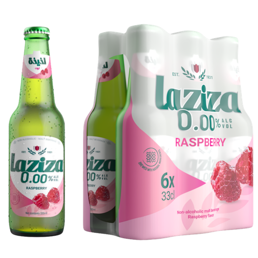 LAZIZA RASBERRY– NON-ALCOHOLIC MALT DRINK – 6 PACK