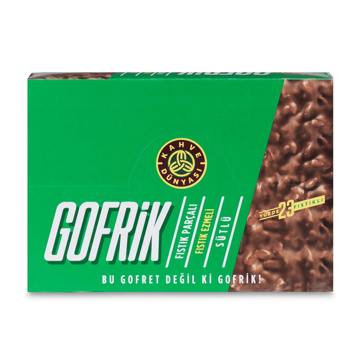 KAHVE DUNYASI GOFRIK PISTACHIO MILK CHOCOLATE WAFER 33G (24PACK)