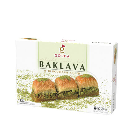 GOLDA BAKLAVA WITH DOUBLE PISTACHIOS 36 PCS 3.1 LB (1.4KG)