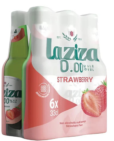 LAZIZA STRAWBERRY – NON-ALCOHOLIC MALT DRINK – 6 PACK