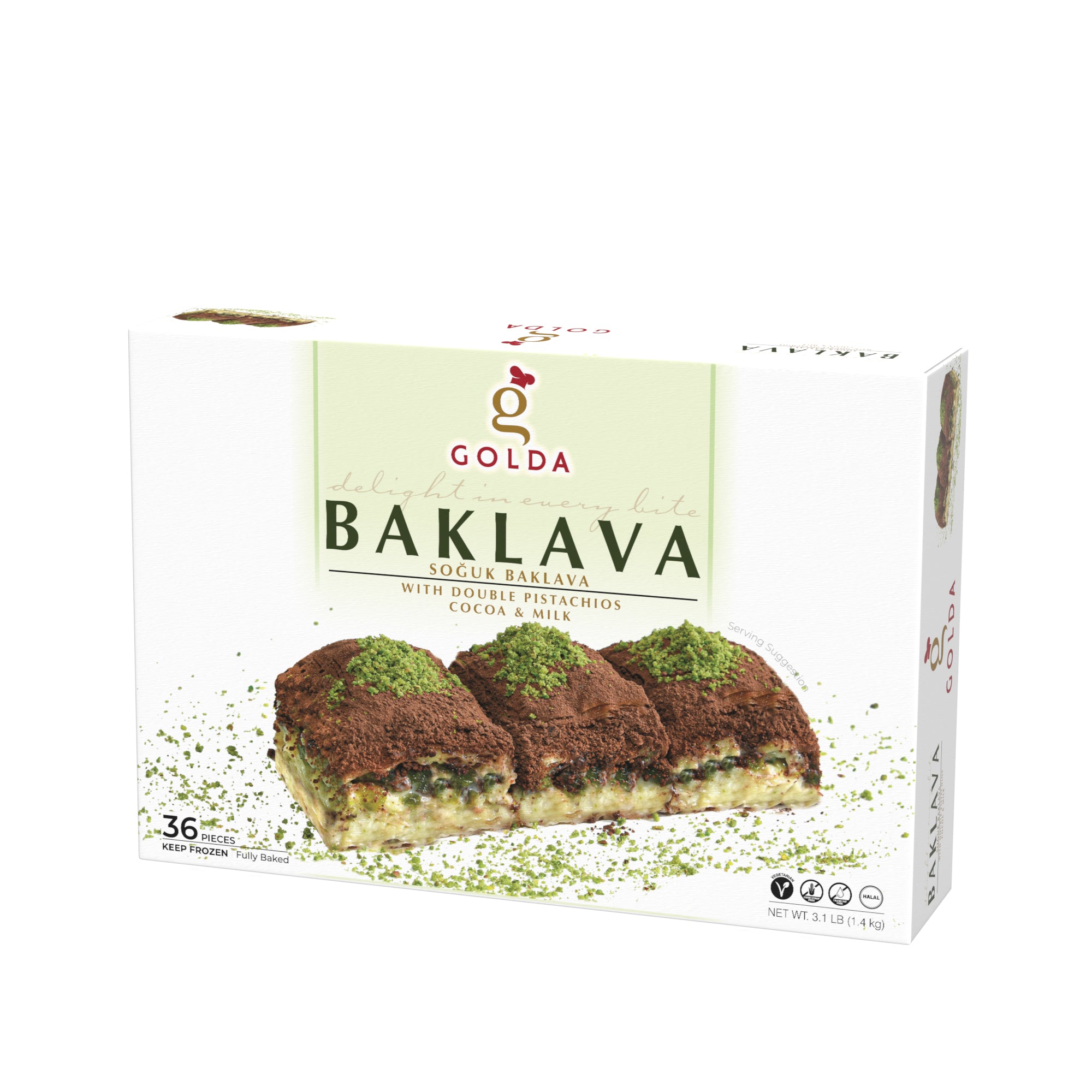 GOLDA MILK & COCOA SOGUK BAKLAVA 10 SLICES 16 OZ (454G)