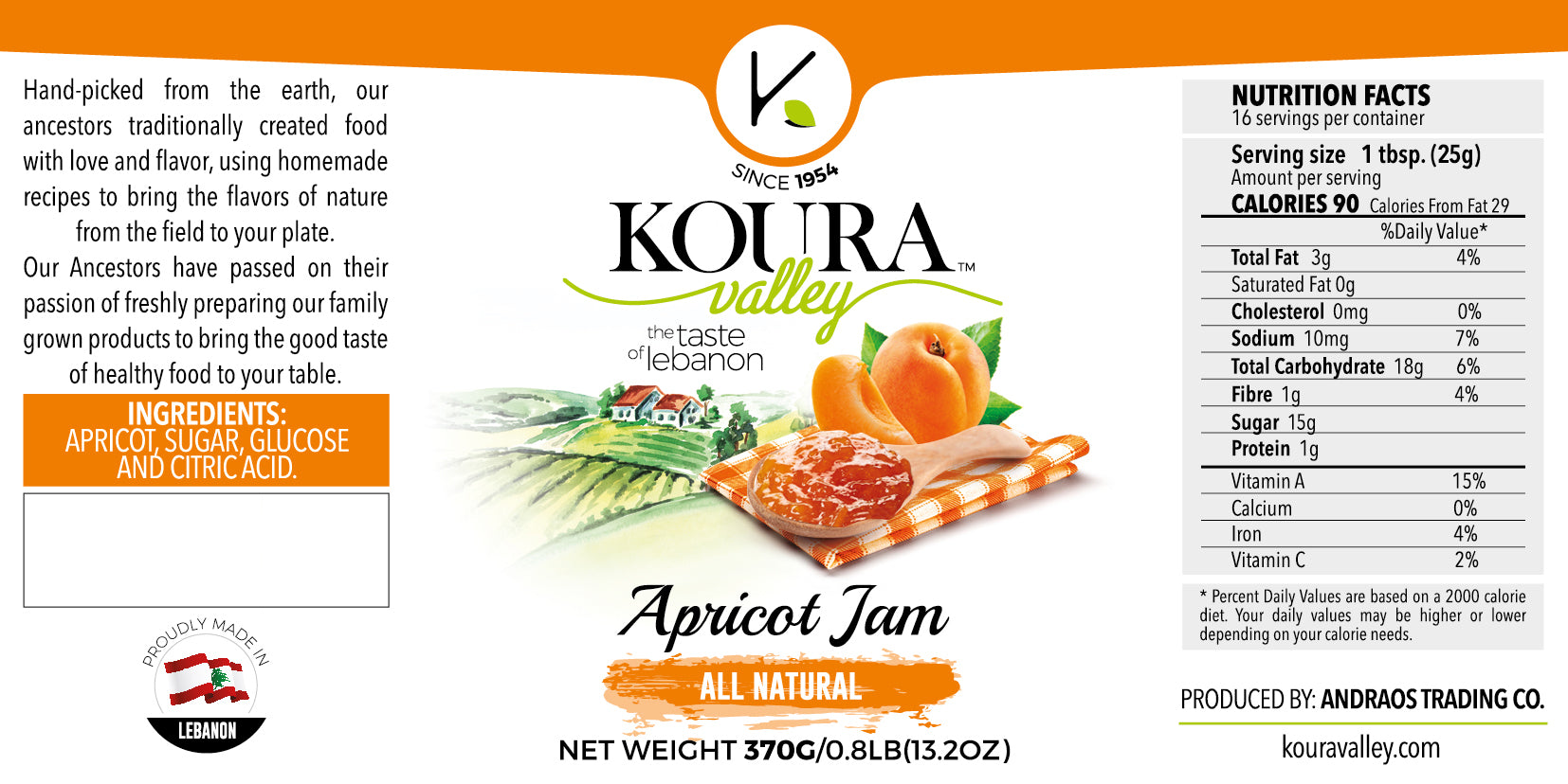 KOUR VALLEY APRICOT WHOLE 800G