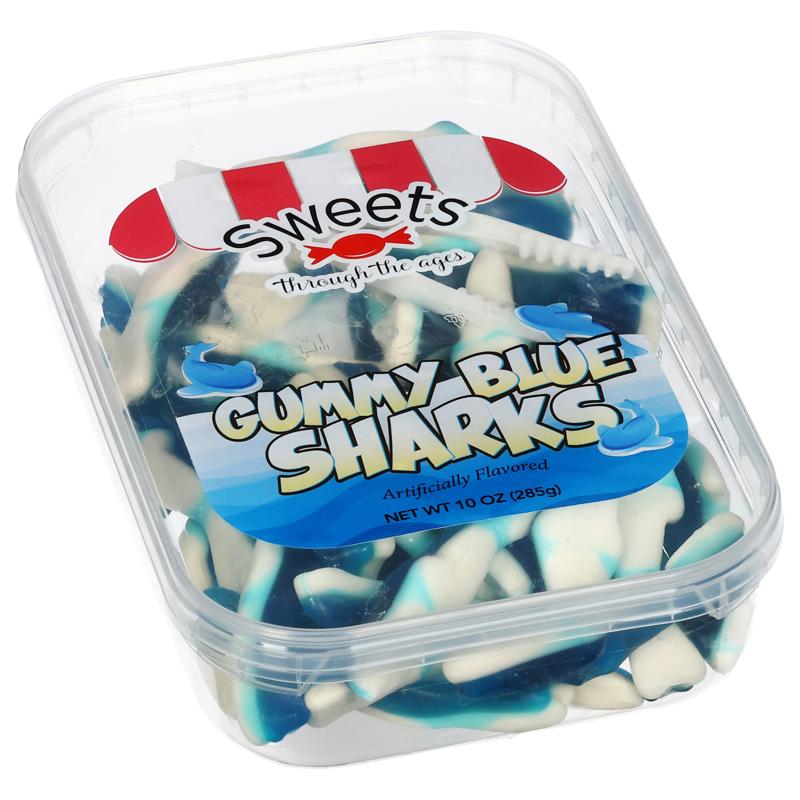 SWEETS THROUGH THE AGES GUMMY BLUE SHARKS 10OZ (285G)