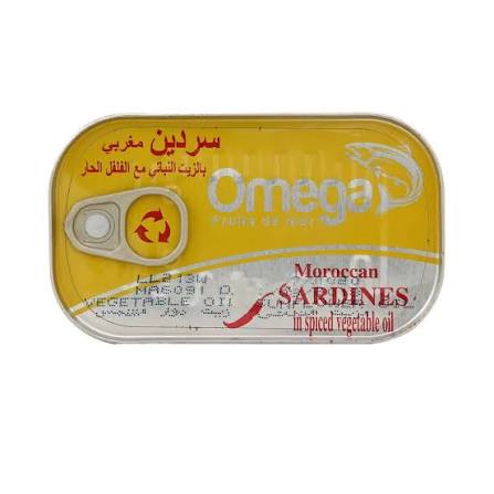 OMEGA MOROCCAN SARDINES IN HOT VEGETABLE OIL-125G