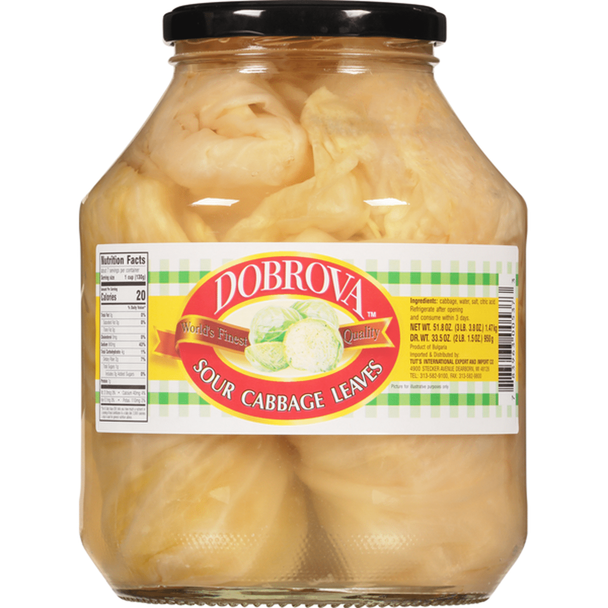 DOBROTAVA SOUR CABBAGE LEAVES IN BRINE 51.8OZ (1.47KG)