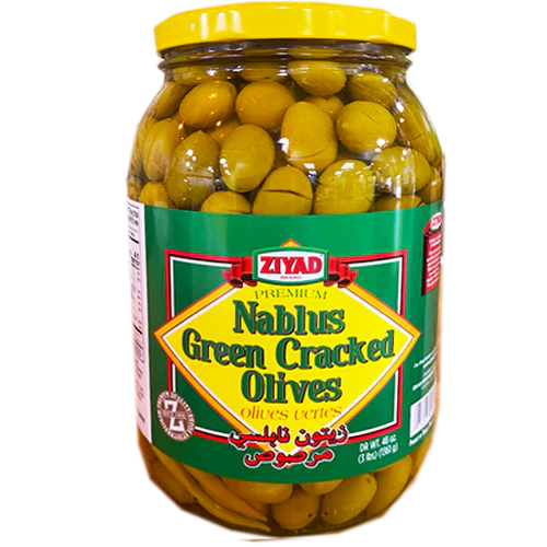 ZiyadNablus green cracked olives 48oz